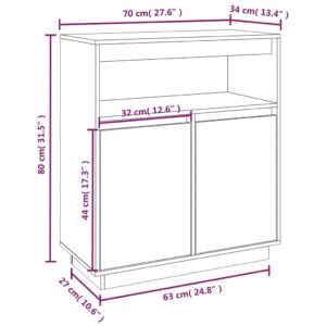 Συρταριέρα Γκρί 70 x 34 x 80 εκ. από Μασίφ Ξύλο Πεύκου