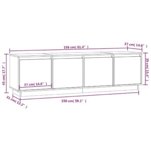 Έπιπλο Τηλεόρασης Γκρι 156 x 37 x 45 εκ. από Μασίφ Ξύλο Πεύκου