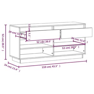 Παπουτσοθήκη Γκρί 110 x 34 x 52 εκ. από Μασίφ Ξύλο Πεύκου