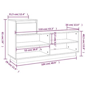 Παπουτσοθήκη Λευκή 110 x 34 x 61 εκ. από Μασίφ Ξύλο Πεύκου