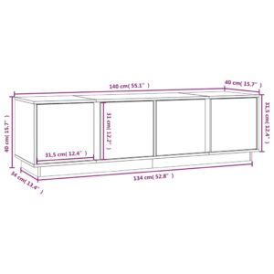 Έπιπλο Τηλεόρασης Λευκό 140 x 40 x 40 εκ. από Μασίφ Ξύλο Πεύκου