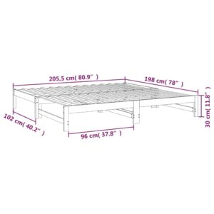 Καναπές Κρεβάτι Συρόμενος Γκρι 2x(100x200)εκ. Μασίφ Ξύλο Πεύκου