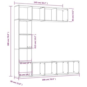 Σετ Επίπλων Τηλ. / Βιβλιοθήκης 3Τεμ 180x30x180εκ Γκρι Sonoma