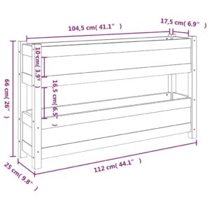 Ζαρντινιέρα Μαύρο 112x25x66 εκ. από Μασίφ Ξύλο Πεύκου