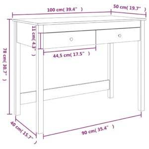 Γραφείο με Συρτάρια Λευκό 100x50x78 εκ. από Μασίφ Ξύλο Πεύκου