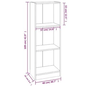 Βιβλιοθήκη με 3 Ράφια Καπνιστή Δρυς 40x24x109 εκ. Επεξεργ. Ξύλο