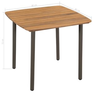 44233  Garden Table 80x80x72cm Solid Acacia Wood and Steel