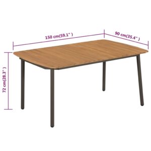 44234  Garden Table 150x90x72cm Solid Acacia Wood and Steel