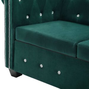 Καναπές Διθέσιος Chesterfield Πράσινος 146x75x72 εκ. Βελούδο