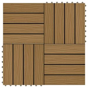 Πλακάκια Deck 11 τεμ. Ανάγλυφα Χρώμα Teak 30 x 30 εκ. 1 μ² WPC