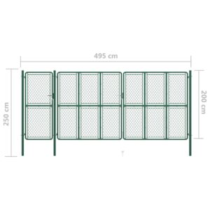Πόρτα Περίφραξης Κήπου Πράσινη 200 x 495 εκ. Ατσάλινη