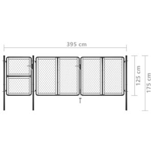 Πόρτα Περίφραξης Κήπου Ανθρακί 125 x 395 εκ. Ατσάλινη