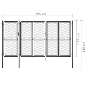 Πόρτα Περίφραξης Κήπου Ανθρακί 175 x 395 εκ. Ατσάλινη
