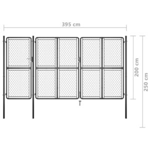 Πόρτα Περίφραξης Κήπου Ανθρακί 200 x 395 εκ. Ατσάλινη