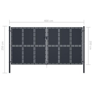 Πόρτα Περίφραξης Κήπου Ανθρακί 400 x 200 εκ. Ατσάλινη