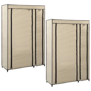 282424  Folding Wardrobes 2 pcs Cream 110x45x175 cm Fabric