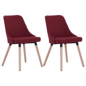 283633  Dining Chairs 2 pcs Wine Red Fabric