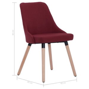 283633  Dining Chairs 2 pcs Wine Red Fabric