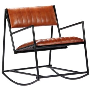 282903  Rocking Chair Brown Real Leather