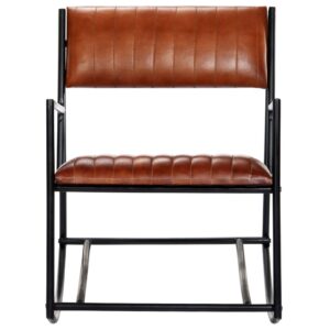 282903  Rocking Chair Brown Real Leather