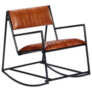 282903  Rocking Chair Brown Real Leather