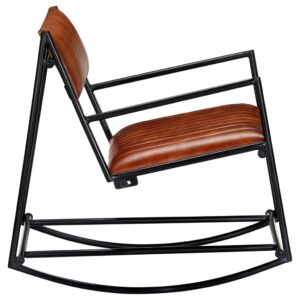 282903  Rocking Chair Brown Real Leather