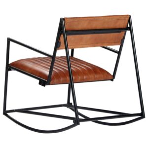 282903  Rocking Chair Brown Real Leather