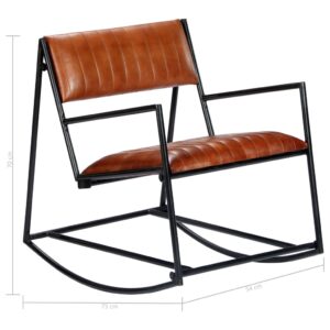 282903  Rocking Chair Brown Real Leather