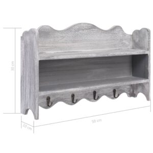 284234  Wall Mounted Coat Rack Grey 50x10x30 cm Wood