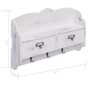 284239  Wall Mounted Coat Rack White 50x10x34 cm Wood