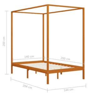 Πλαίσιο Κρεβατιού με Ουρανό Μελί 140x200 εκ. Μασίφ Ξύλο Πεύκου