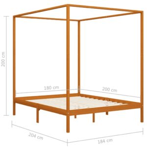 Πλαίσιο Κρεβατιού με Ουρανό Μελί 180x200 εκ. Μασίφ Ξύλο Πεύκου