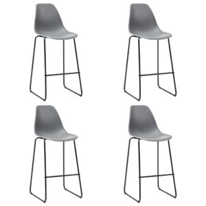 281504  Bar Stools 4 pcs Grey Plastic