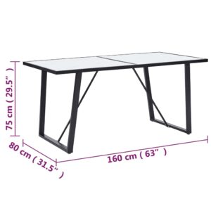 Τραπεζαρία Λευκή 160 x 80 x 75 εκ. από Ψημένο Γυαλί