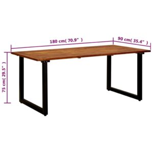 Τραπέζι Κήπου 180x90x75 εκ. Μασίφ Ξύλο Ακακίας Πόδια Σχήματος U