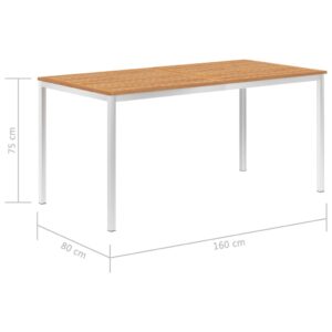 Τραπεζαρία Κήπου 160x80x75 εκ Μασίφ Ξύλο Teak/Ανοξείδωτο Ατσάλι