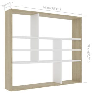 Ραφιέρα Τοίχου Λευκό/Sonoma Δρυς 90 x 16 x 78 εκ. Μοριοσανίδα