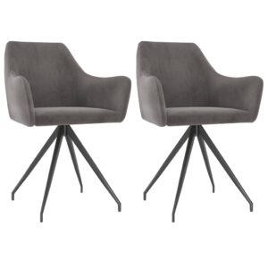 323084  Dining Chairs 2 pcs Dark Grey Velvet