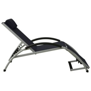 310529  Sun Lounger with Pillow Textilene Black