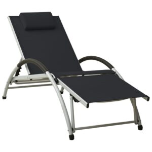 310529  Sun Lounger with Pillow Textilene Black