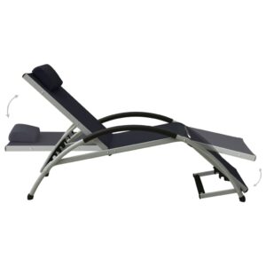 310529  Sun Lounger with Pillow Textilene Black