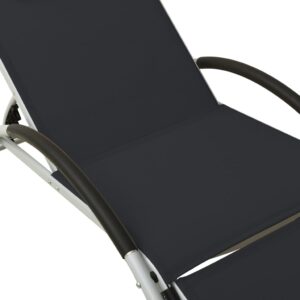 310529  Sun Lounger with Pillow Textilene Black