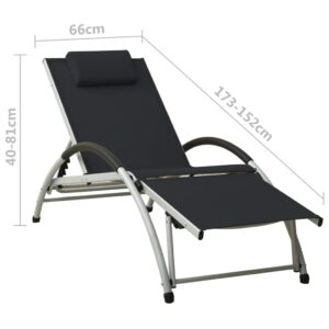 310529  Sun Lounger with Pillow Textilene Black