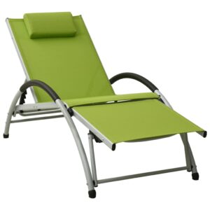 310532  Sun Lounger with Pillow Textilene Green