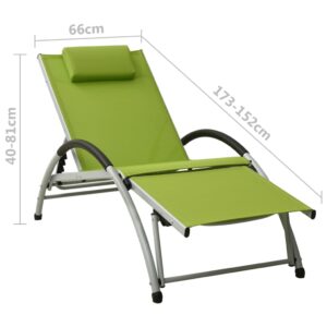 310532  Sun Lounger with Pillow Textilene Green