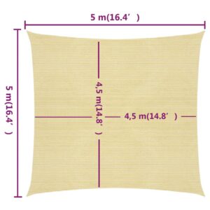 Πανί Σκίασης Μπεζ 5 x 5 μ. από HDPE 160 γρ./μ²