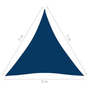 Πανί Σκίασης Τρίγωνο Μπλε 5 x 7 x 7 μ. από Ύφασμα Oxford