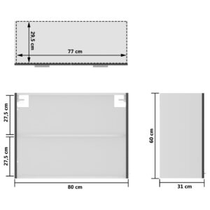 Ντουλάπι Κρεμαστό με Τζάμι Γυαλ. Γκρι 80x31x60 εκ. Μοριοσανίδα