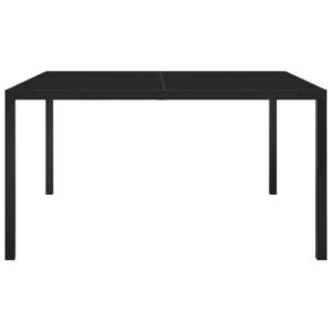 313099  Garden Table 130x130x72 cm Black Steel and Glass