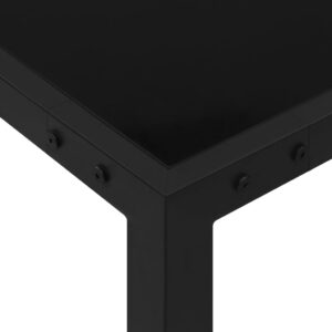 313099  Garden Table 130x130x72 cm Black Steel and Glass